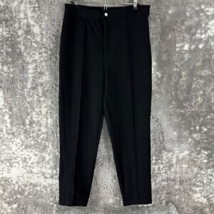 Emery Rose Size L Minimalist Stretch Flat Front Casual Pants Black Button Zip